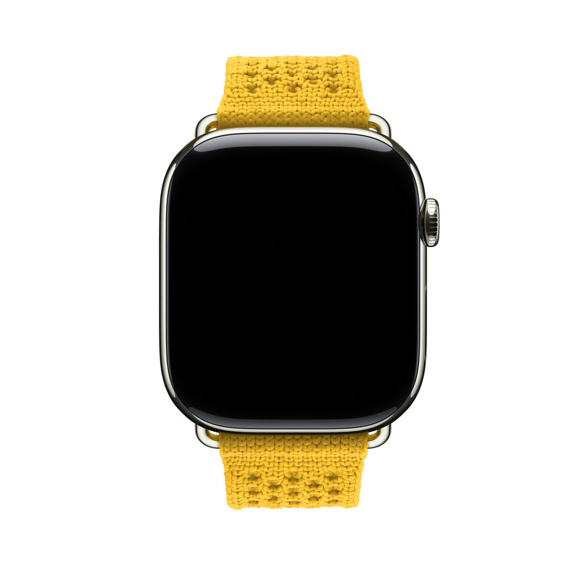yellow colour knitted tricot nylon yarn fabric watch strap for apple watch series 11 42mm , 45mm, 46mm and ultra series