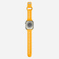 A yellow colour premium silicone watch strap developed for apple watch series 11 size 42mm 46mm and apple watch ultra 3, designed for active sports activities