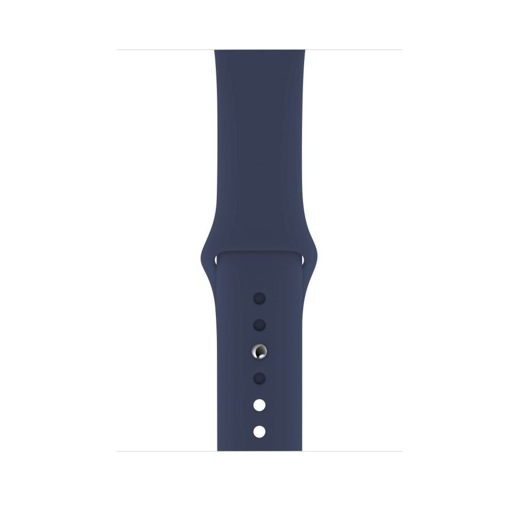 Midnight blue silicon watch strap sport band on an Apple watch series 8 40mm 