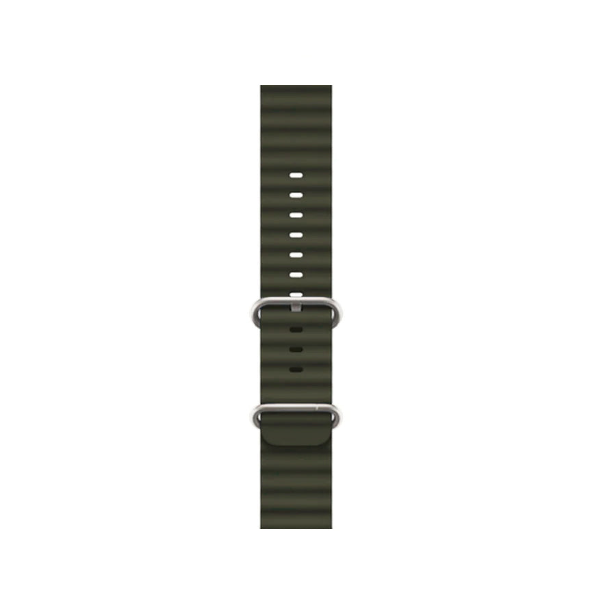 An army green colour silicon watch strap for apple watch designed for sports and active activities