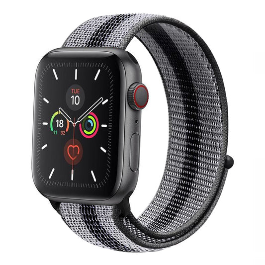 Black Grey Stripe Sport Loop for Apple Watch