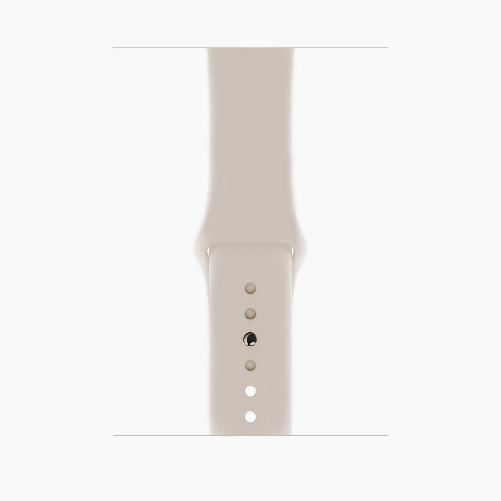 A starlight colour apple watch sport band made from premium silicon