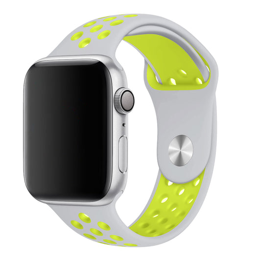 Cold Silver Fluro Yellow Sport Band Active for Apple Watch