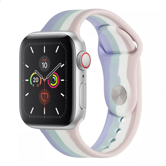 A 4 colour painted pattern silicon watch strap on an apple watch