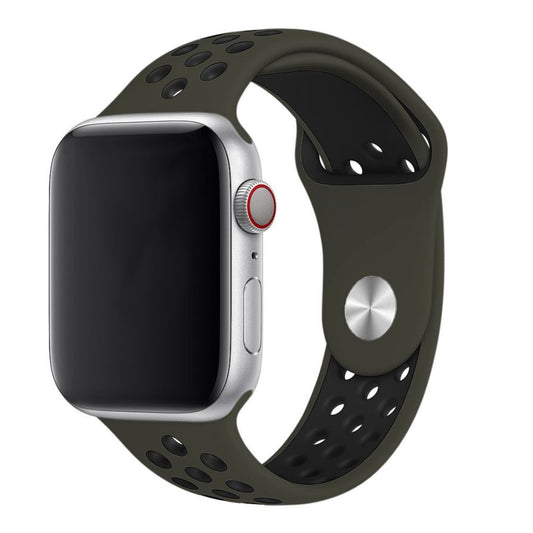 An army colour silicon apple watch strap for active sports and workouts