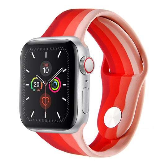 A 4 red shade colour with a painted pattern silicon watch strap on an apple watch 