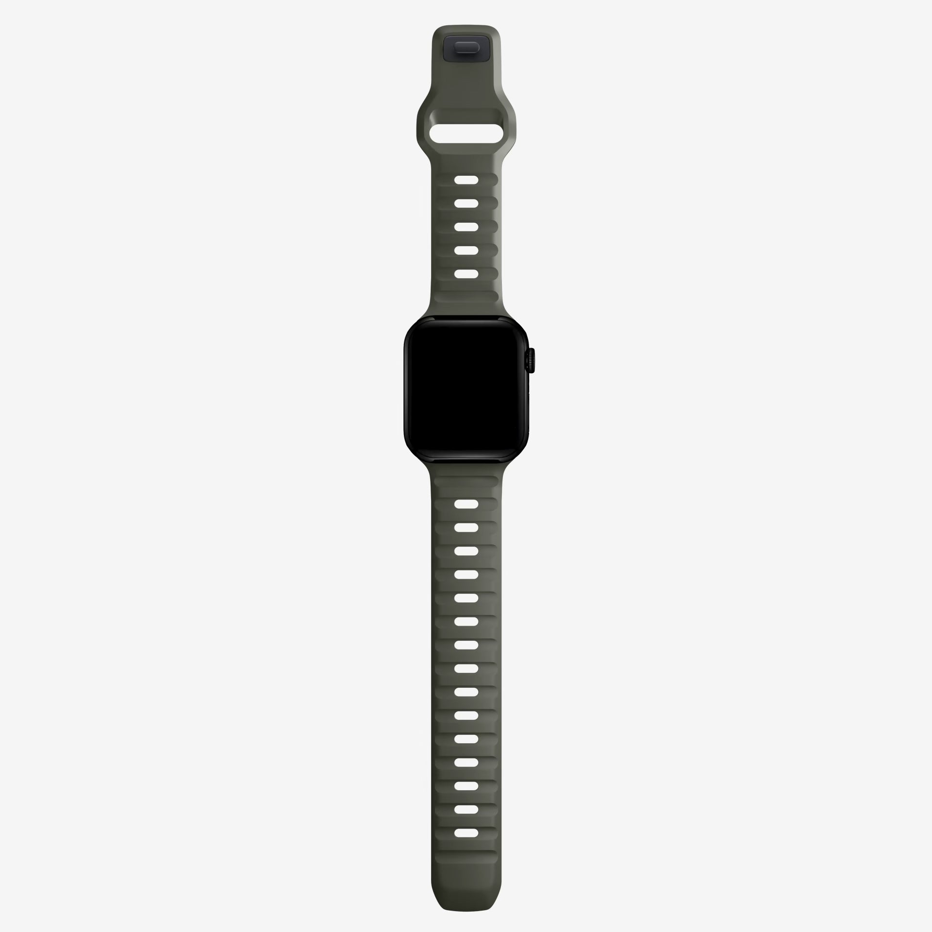 An ash green colour silicon watch strap for apple watch designed for sports and active activities