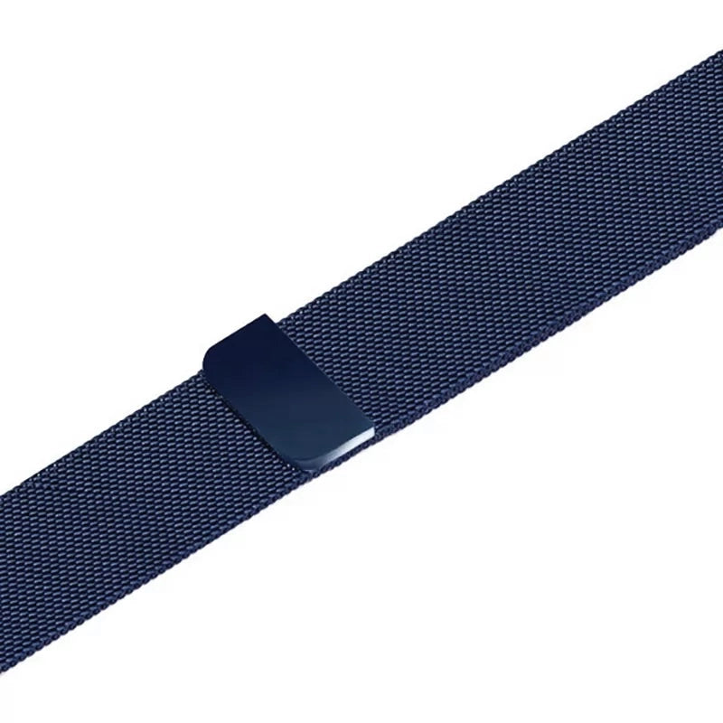 A dark blue colour stainless steel milanese watch strap for the latest apple watch