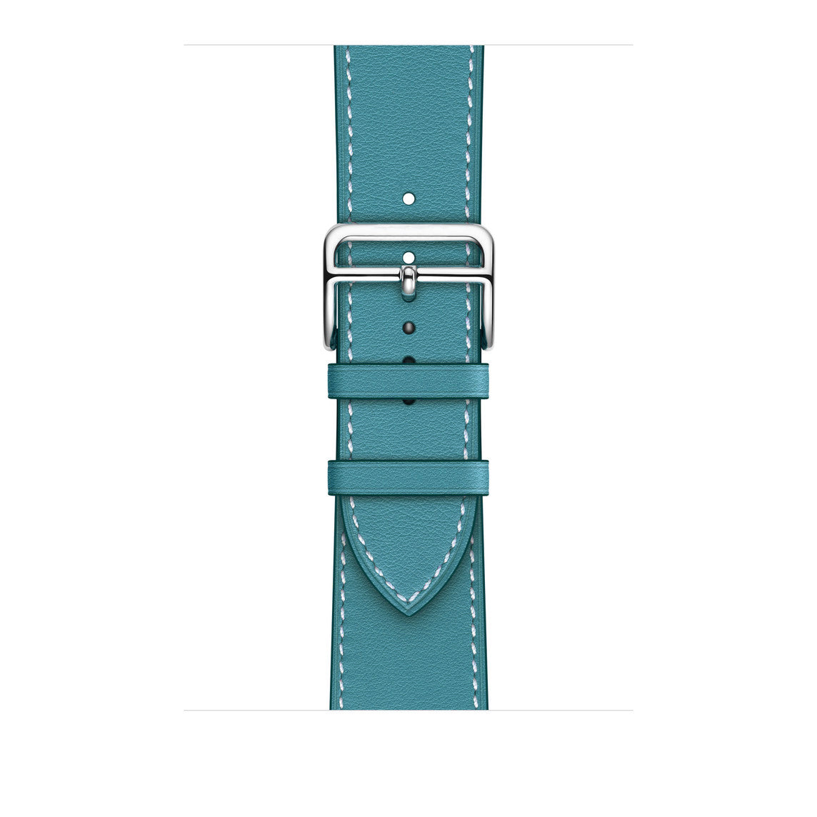 A blue colour genuine leather single tour watch strap on an apple watch series 8