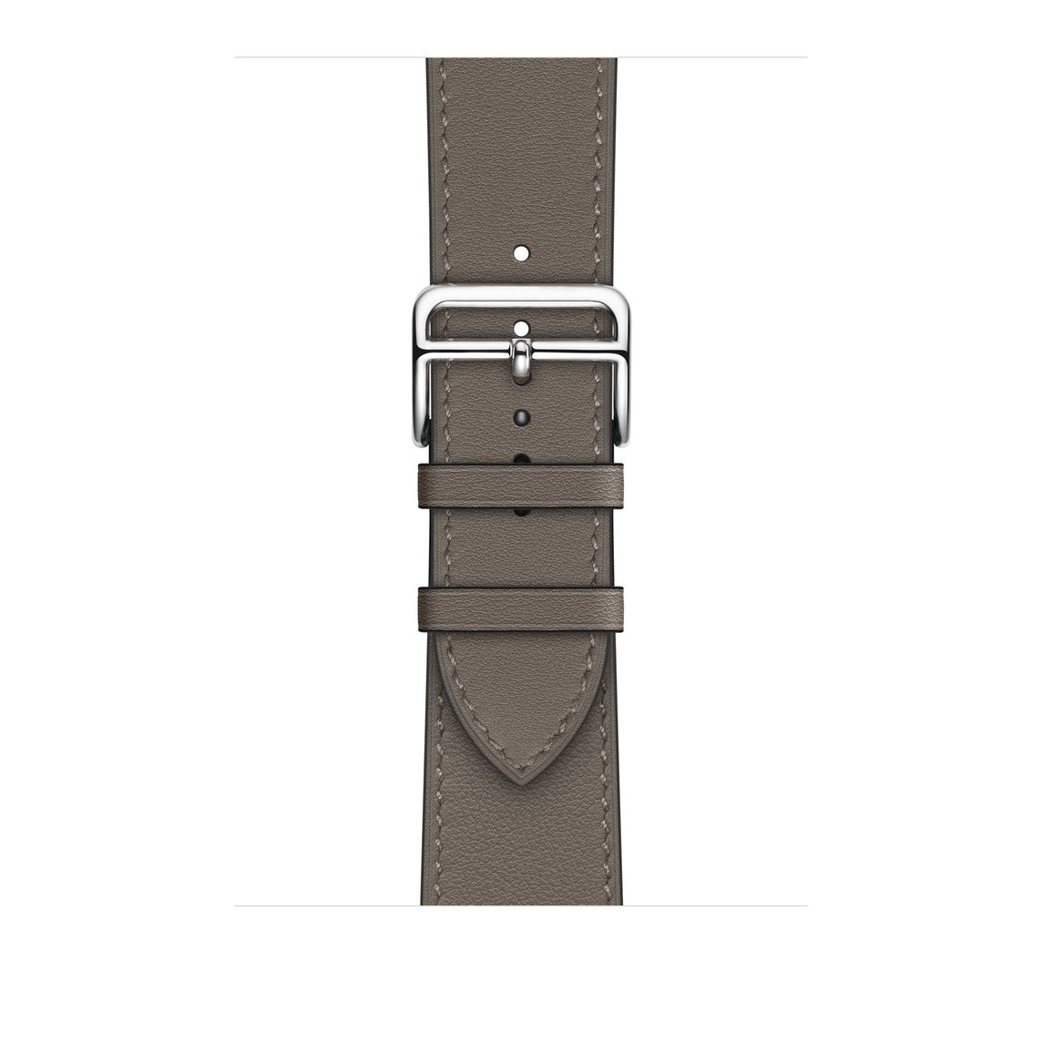 A dark grey colour genuine leather single tour watch strap on an apple watch series 8