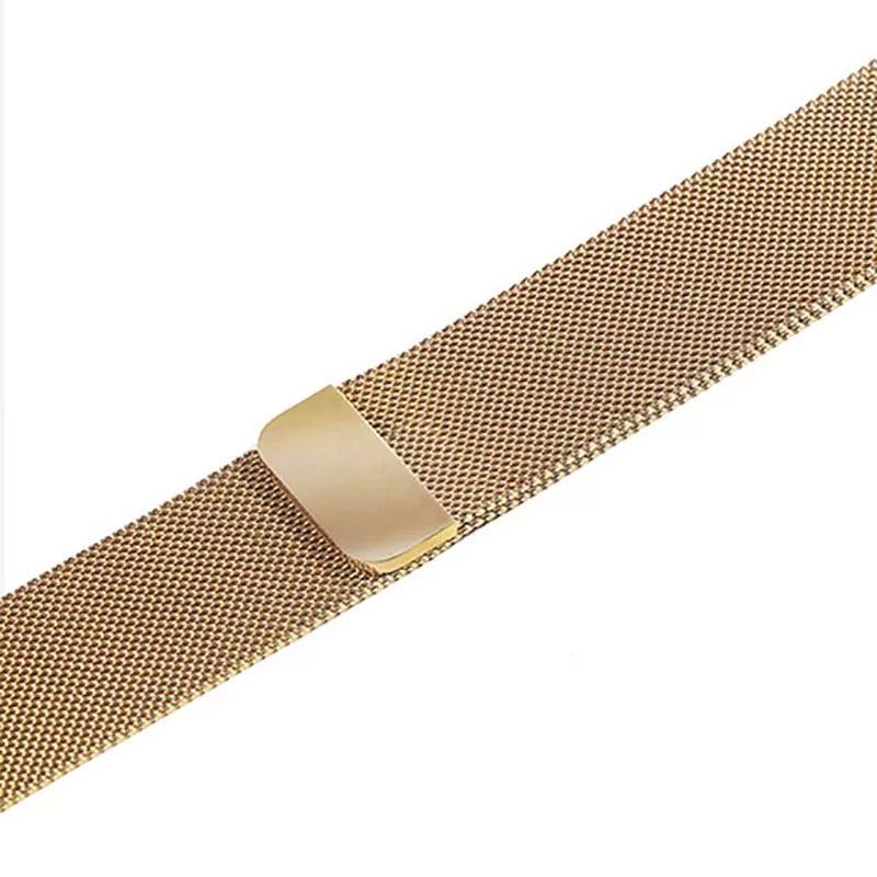 A gold colour stainless steel milanese watch strap for the latest apple watch