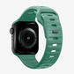 A green colour silicon watch strap for apple watch designed for active sports and heavy duty activities