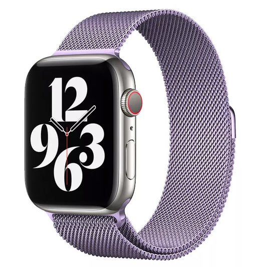 A lavender colour stainless steel milanese watch strap for the latest apple watch
