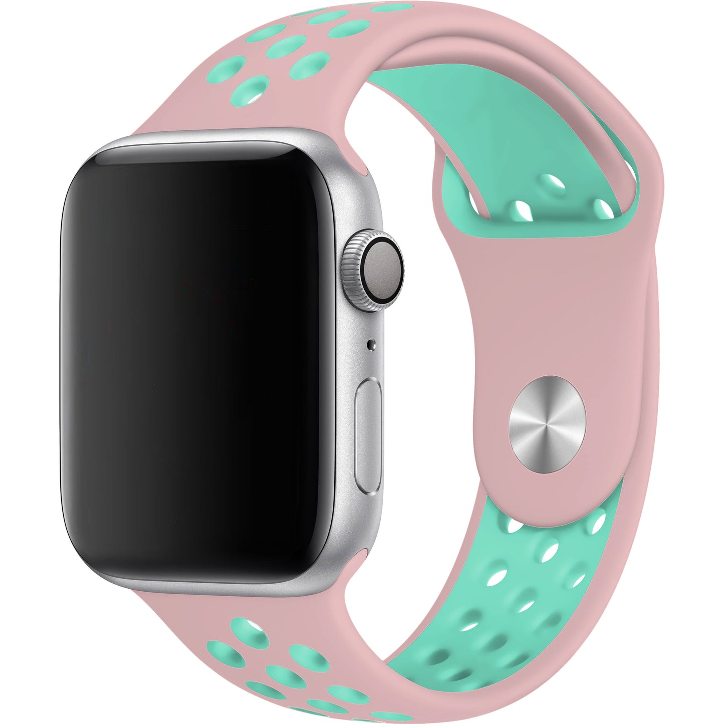 Pink and Mint colour silicon sport band for apple watch series 9 41mm made for active sporty people