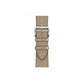 A light grey colour genuine leather single tour watch strap on an apple watch series 8