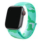 A teal colour camouflage pattern woven nylon watch strap on the latest Apple Watch