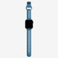 A marine blue colour silicon watch strap on an apple watch series 8