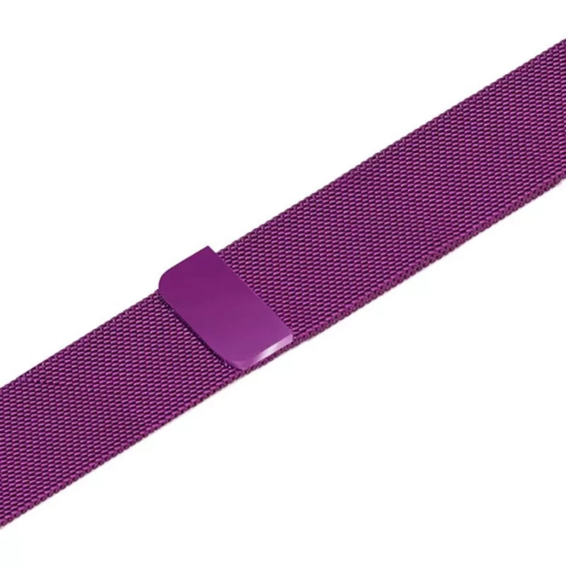A purple colour stainless steel milanese watch strap for the latest apple watch