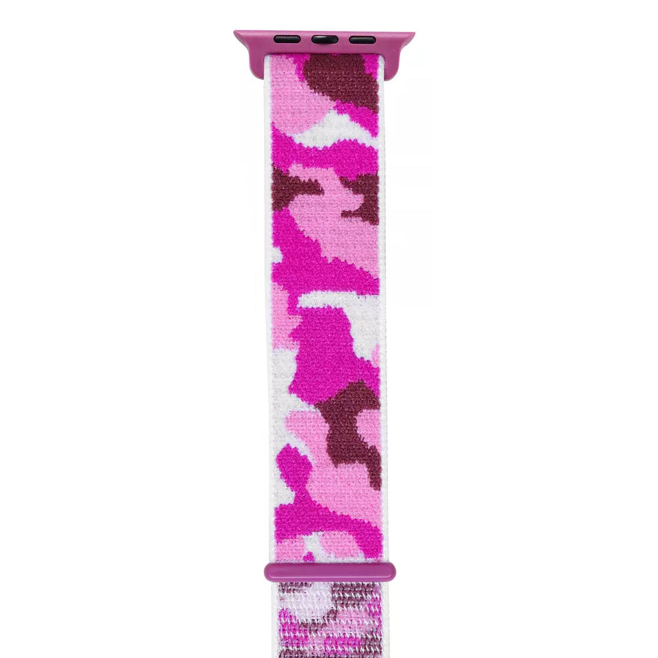 A purple colour camouflage pattern woven nylon apple watch strap
