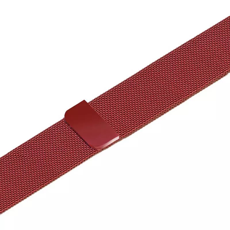 A red colour stainless steel milanese watch strap for the latest apple watch
