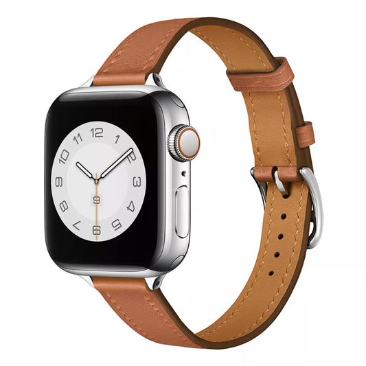 Women's light brown colour slim genuine leather watch strap on the latest apple watch